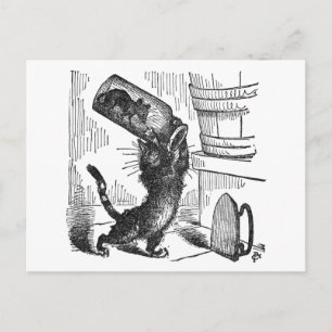 Cat About to Smash Bottle with Mouse In It Postcard