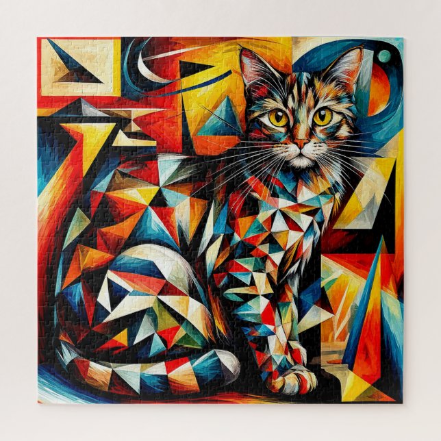 Cat Abstract Cubist Painting Jigsaw Puzzle (Vertical)