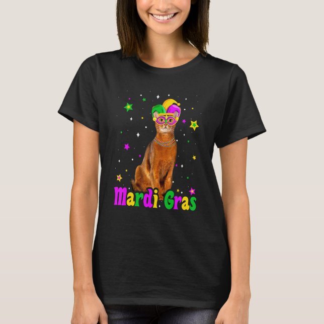 Cat Abyssinian Mask Mardi Gras Carnivals Animals C T-Shirt (Front)