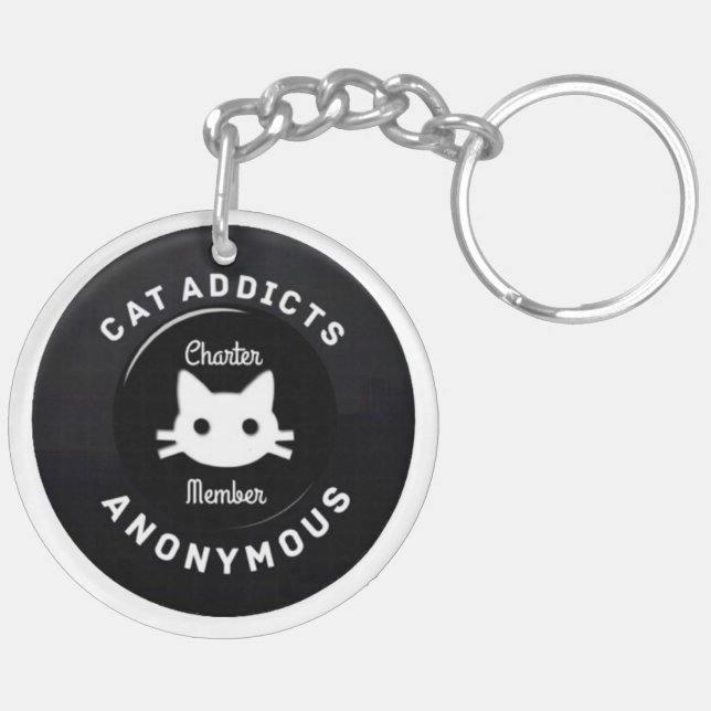 Cat Addicts Anonymous Keychain (Back Right)