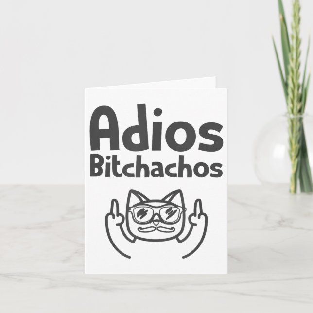 Cat Adios Achos Swea Cinco De Mayo Middle Finger _ Card (Front)