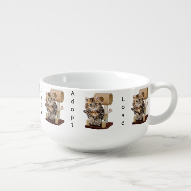 Cat Adoption Kitten Adoption Love Soup Mug (Left)