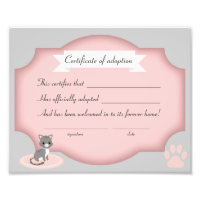 cat adoption party certification paper