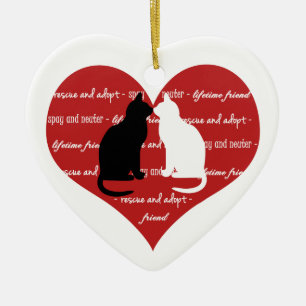 Cat adoption, rescue heart ornament
