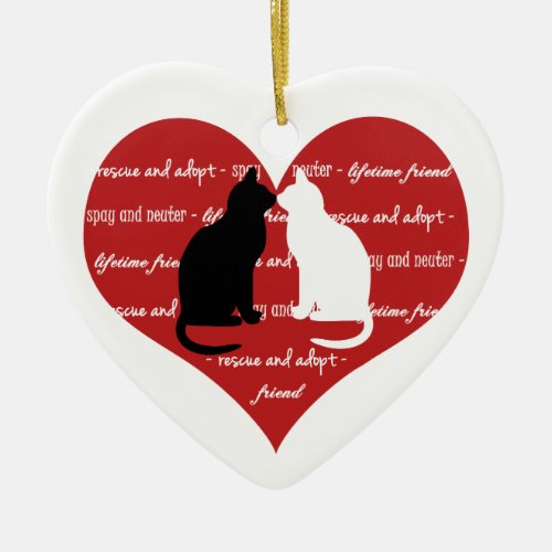 Cat adoption rescue heart  ornament
