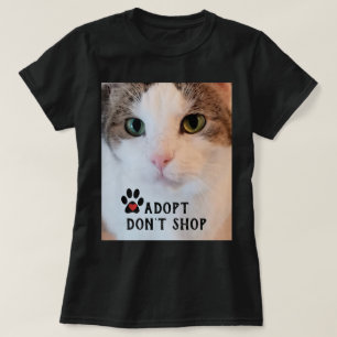 Cat Adoption / White Cat Photo on Black T-Shirt