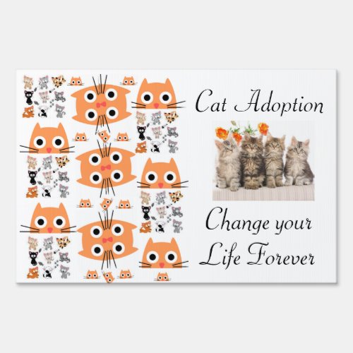 Cat Adoptoin Yard Sign Whimisical Cats