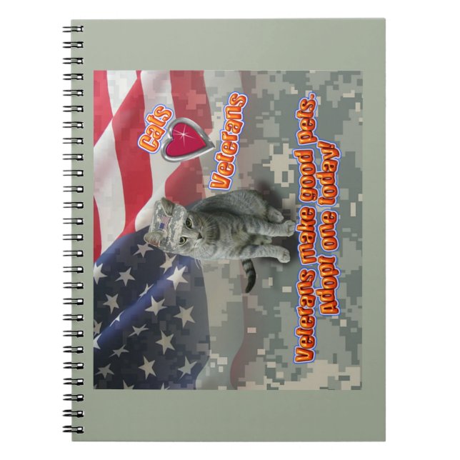 Cat Adopts Veteran for Lifelong Friend Notebook (Front)