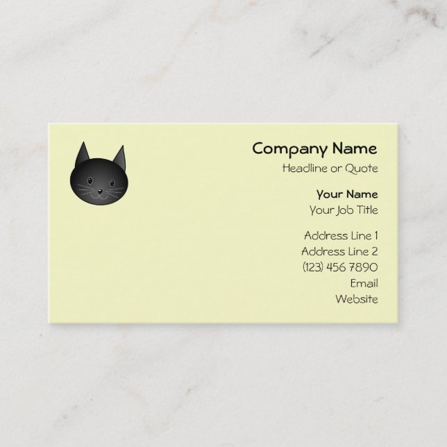 Cat. Adorable black kitty. Business Card (Front)