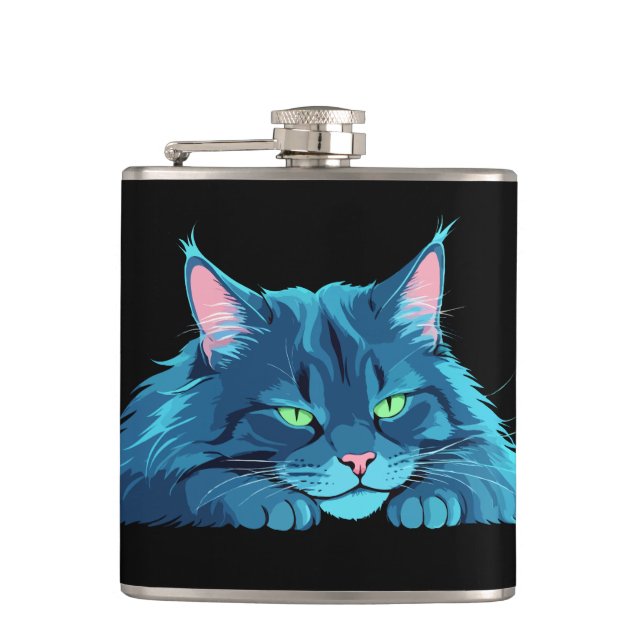 Cat Adorable Cute Animal Sleeping Relaxing Calm Flask (Front)