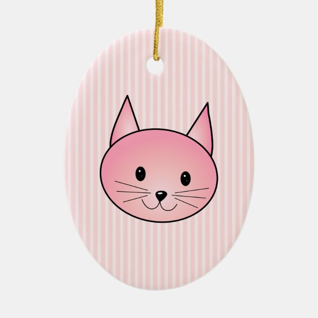 Cat. Adorable pretty pink kitty. Ceramic Ornament (Front)