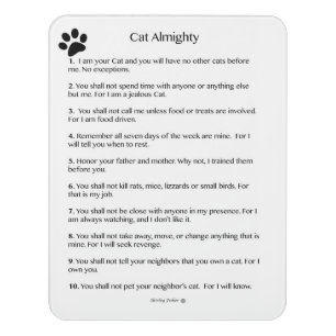 Cat Almighty commandments from a Cats prospective Door Sign