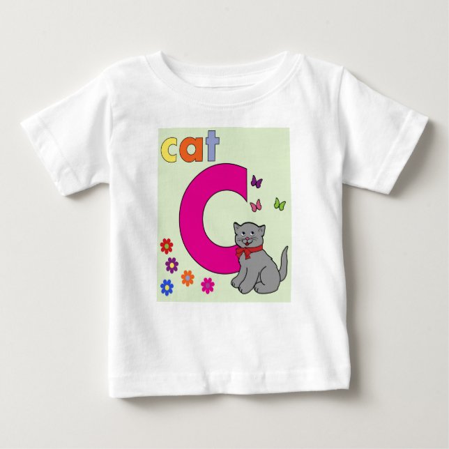 Cat Alphabet Letter C Baby T-Shirt (Front)