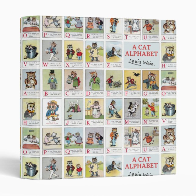 Cat Alphabet, Louis Wain 3 Ring Binder (Front/Spine)