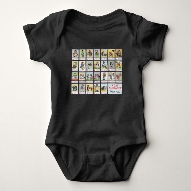Cat Alphabet, Louis Wain Baby Bodysuit (Front)