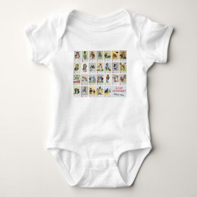 Cat Alphabet, Louis Wain Baby Bodysuit (Front)