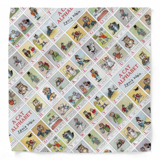 Cat Alphabet, Louis Wain Bandana (Front)