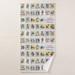 Cat Alphabet, Louis Wain Bath Towel