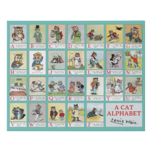 Cat Alphabet, Louis Wain Faux Canvas Print