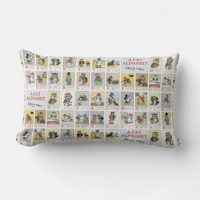 Cat Alphabet, Louis Wain Lumbar Pillow (Front)
