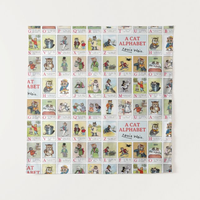 Cat Alphabet, Louis Wain Tapestry (Front)