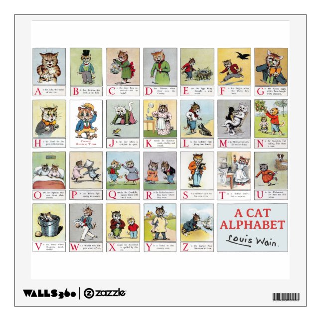 Cat Alphabet, Louis Wain Wall Decal (Front)
