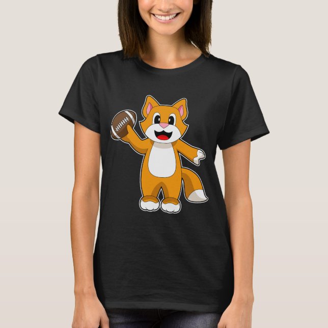 Cat American Football Sports T-Shirt (Front)