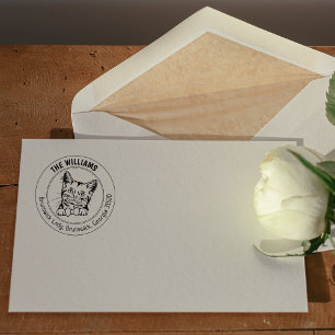 Cat American Short Hair Family Return Address Rubber Stamp