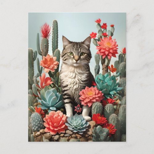 Cat Among the Cactuses  Cat Lovers  Postcard