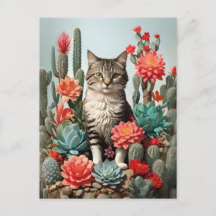 Cat Among the Cactuses Cat Lovers Postcard