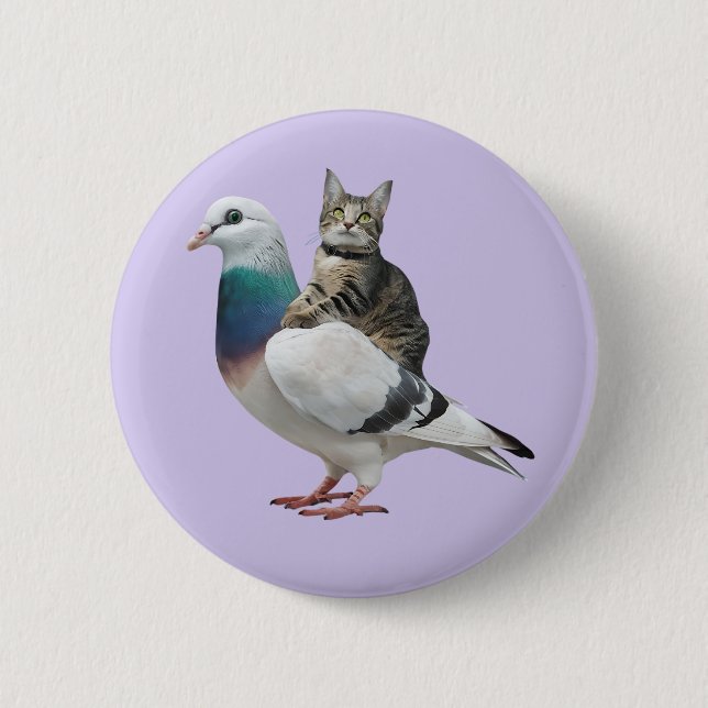 Cat among the pigeons flying cats button (Front)