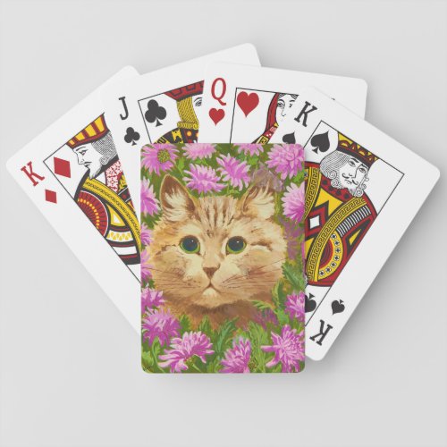 Cat Amongst the Flowers by Louis Wain Playing Cards