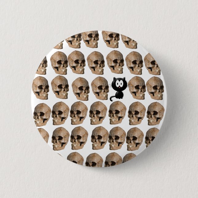 Cat Amongst The Skulls Pinback Button (Front)