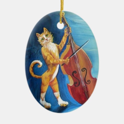 Cat and a Fiddle Ceramic Ornament