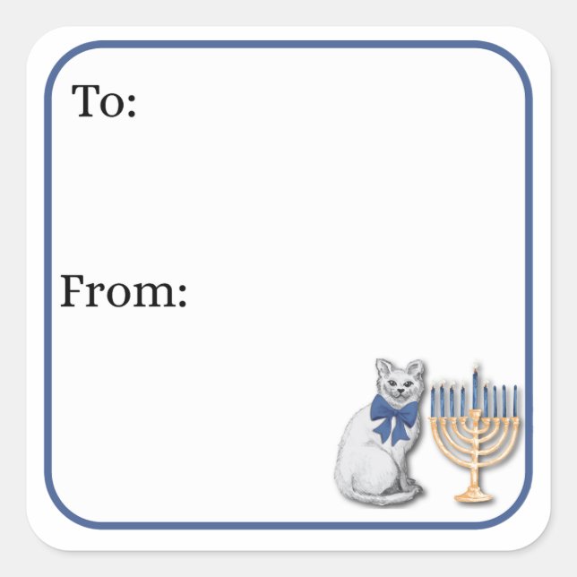 Cat and a Menorah Sticker (Front)