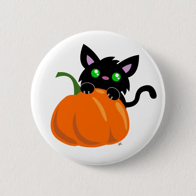 Cat and a Pumpkin Button (Front)