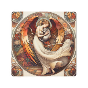 Cat and Angel Metal Print