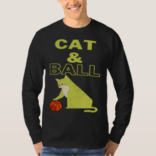 Cat and Ball cat holding a basketball with its paw T-Shirt