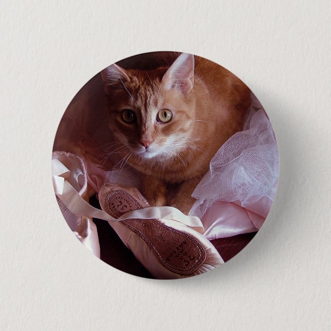 Cat and Ballet Slippers Pinback Button (Front)