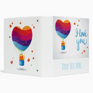 Cat and Ballon of Love  3 Ring Binder