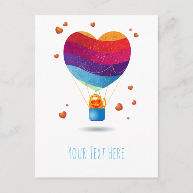 Cat and Ballon of Love  Postcard (Front)