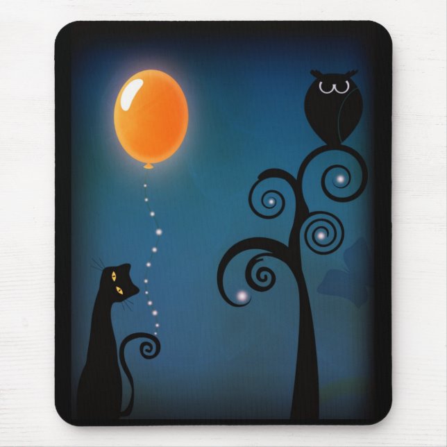 Cat and Balloon Mouse Pad (Front)