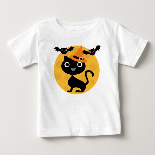 Cat and Bats Halloween T-shirts and Gifts (Front)