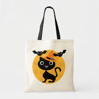 Cat and Bats Halloween T-shirts and Gifts Tote Bag