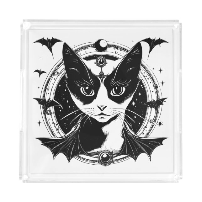 Cat and Bats I Acrylic Tray (Front)