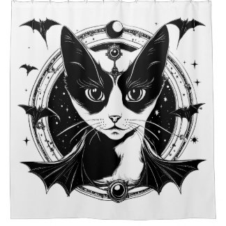 Cat and Bats I Shower Curtain