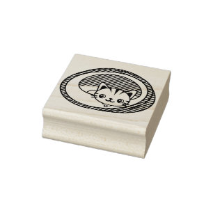cat and bed art stamp