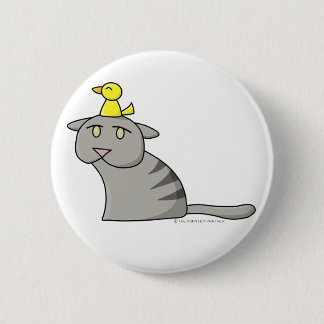 Cat and Bird Design Button 01