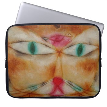 Cat And Bird For Laptops Laptop Sleeve by OldArtReborn at Zazzle