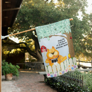 Cat and Bird Social Media Post House Flag